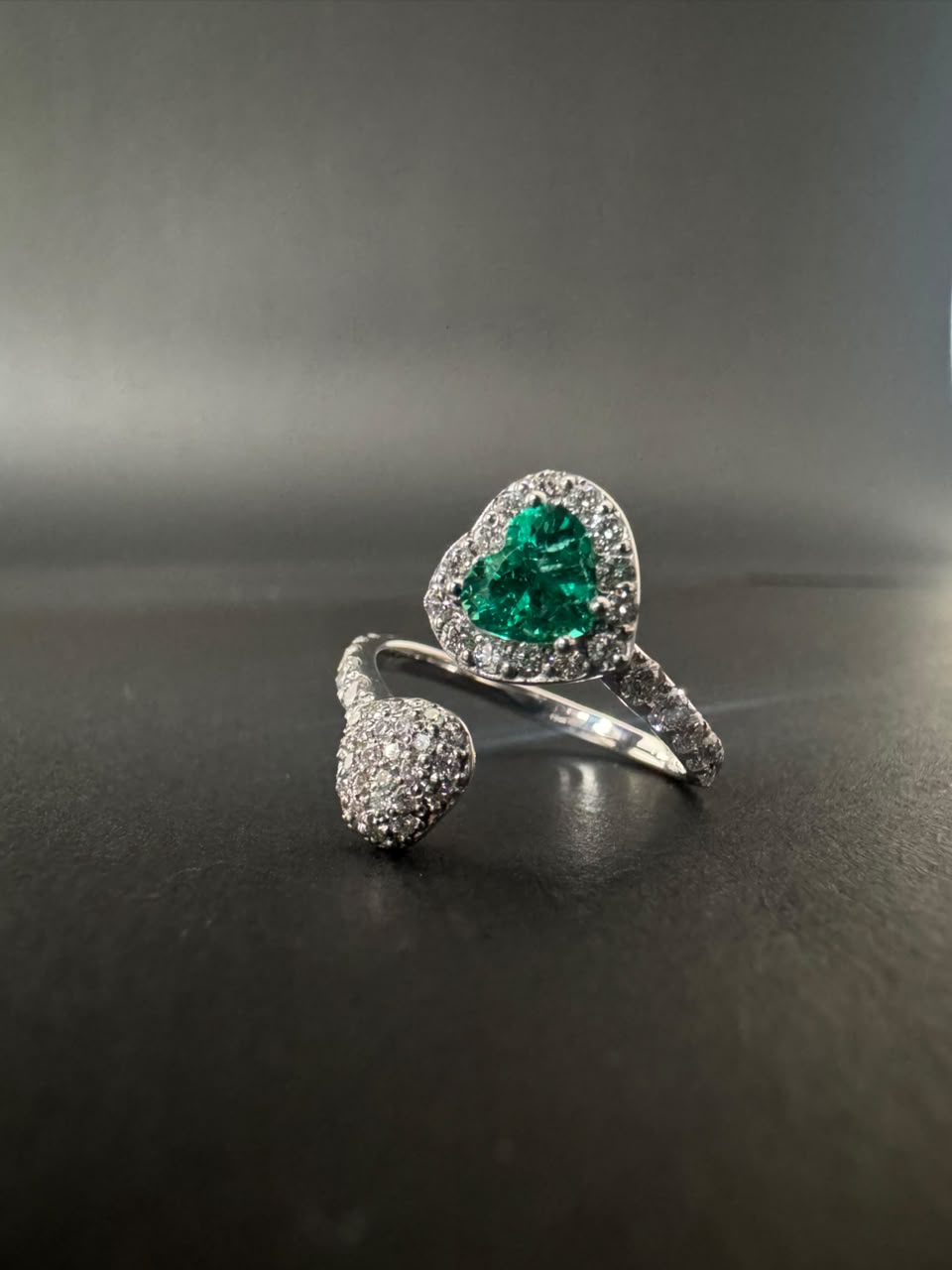 "You and Me" heart emerald ring (Ref. 178)