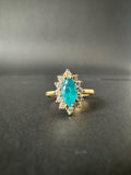 Anillo con euclasa marquesa en halo de diamantes (Ref. 244)