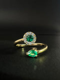 You and I ring with round emerald and teardrop emerald (Ref. 157)