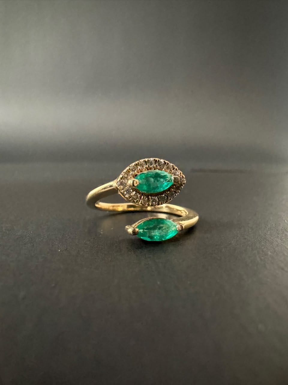 "You and I" ring with two marquise emeralds (Ref. 158)
