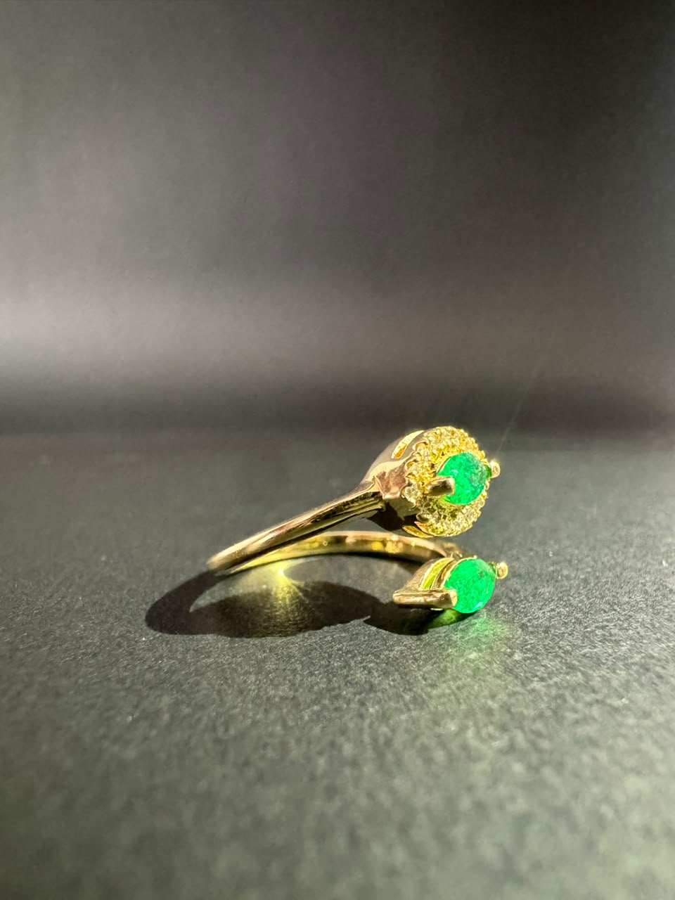 "You and I" ring with two marquise emeralds (Ref. 158)