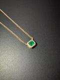 Dije con esmeralda rectangular y cadena cubana (Ref. 277)