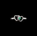 Anillo Corazones entrelazados en plata 925 con esmeralda natural (Ref. 8)