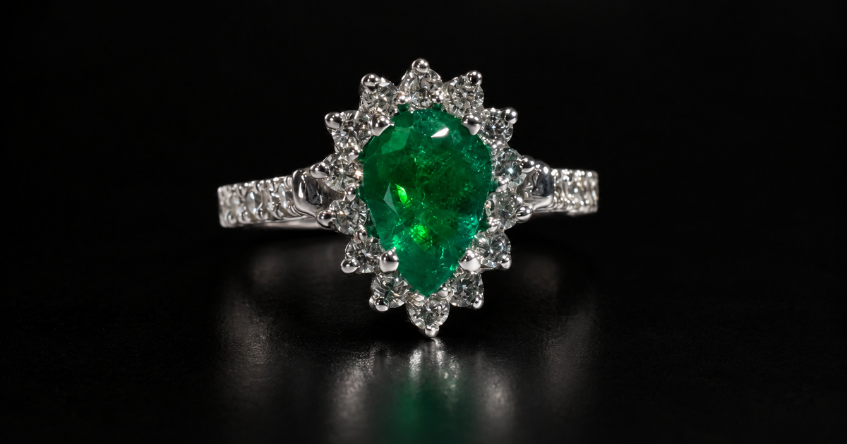 Anillo Leidy con esmeralda en lágrima (Ref. 151)