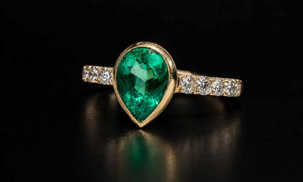Anillo con esmeralda en lágrima (Ref. 17)