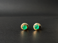 Round emerald stud earrings on a disc (Ref. 319)