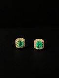 Square emerald stud earrings in a diamond halo (Ref. 231)