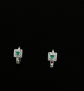 Aretes cuadrados en plata 925 con esmeralda natural Ref 5