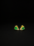 Round emerald stud earrings with three diamonds (Ref. 95)