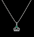 Collar Corona en plata 925 con esmeralda natural (Ref. 18)